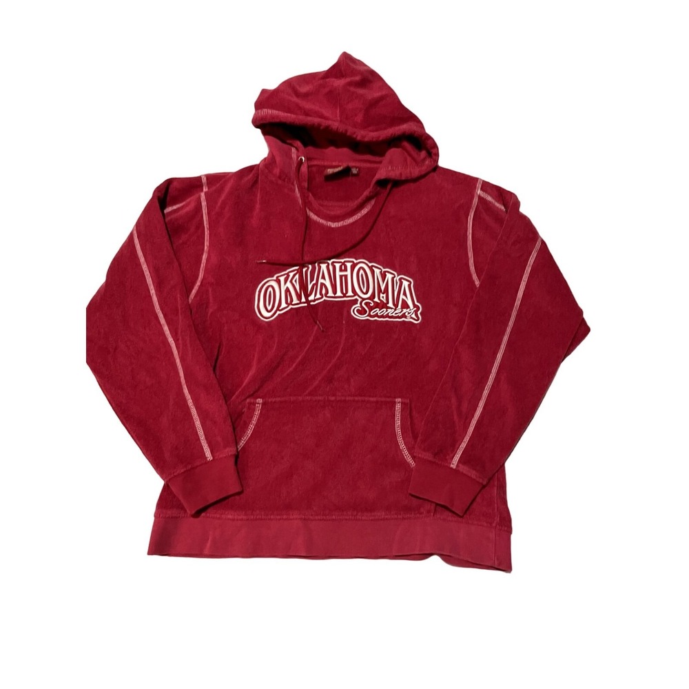 Red Oak Oklahoma Sooners Velour Tracksuit Set Crimson Red Hoodie Pants Medium S1 - Picture 2 of 10